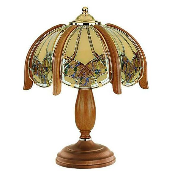 Настольная лампа Jaskolka тиффани 779, Alfa цвет: коричневый