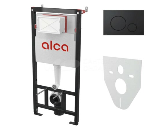 Система инсталляции для унитазов AlcaPlast кнопка смыва черная, арт. AM101/1120-4:1 RU M678-0001 
