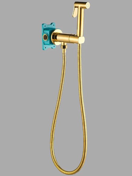 Гигиенический душ с прогрессивным смесителем скрытого монтажа ALMAes AGATA AL-877-08, цвет:  золото глянцевый