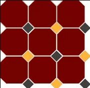 Керамогранит Top Cer Victorian Designs 4420 OCT14+21-A Brick Red OCTAGON 20/Black 14 + Ochre Yellow 21 Dots 30x30 цвет: красный, арт. OCT20 DOT14/21-A