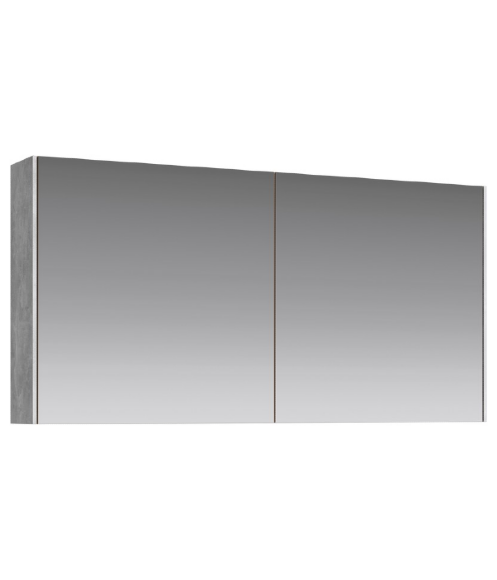 AQWELLA Mobi Зеркальный шкаф 120 см с двумя дверьми на петлях с доводчиком. Цвет бетон светлый - MOB0412+MOB0717BS